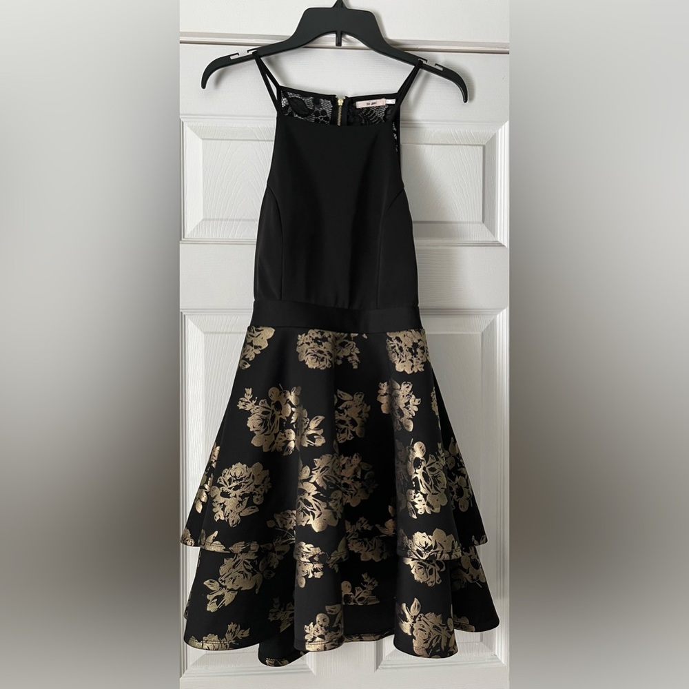 Black and Gold Floral Dress Formal/Prom